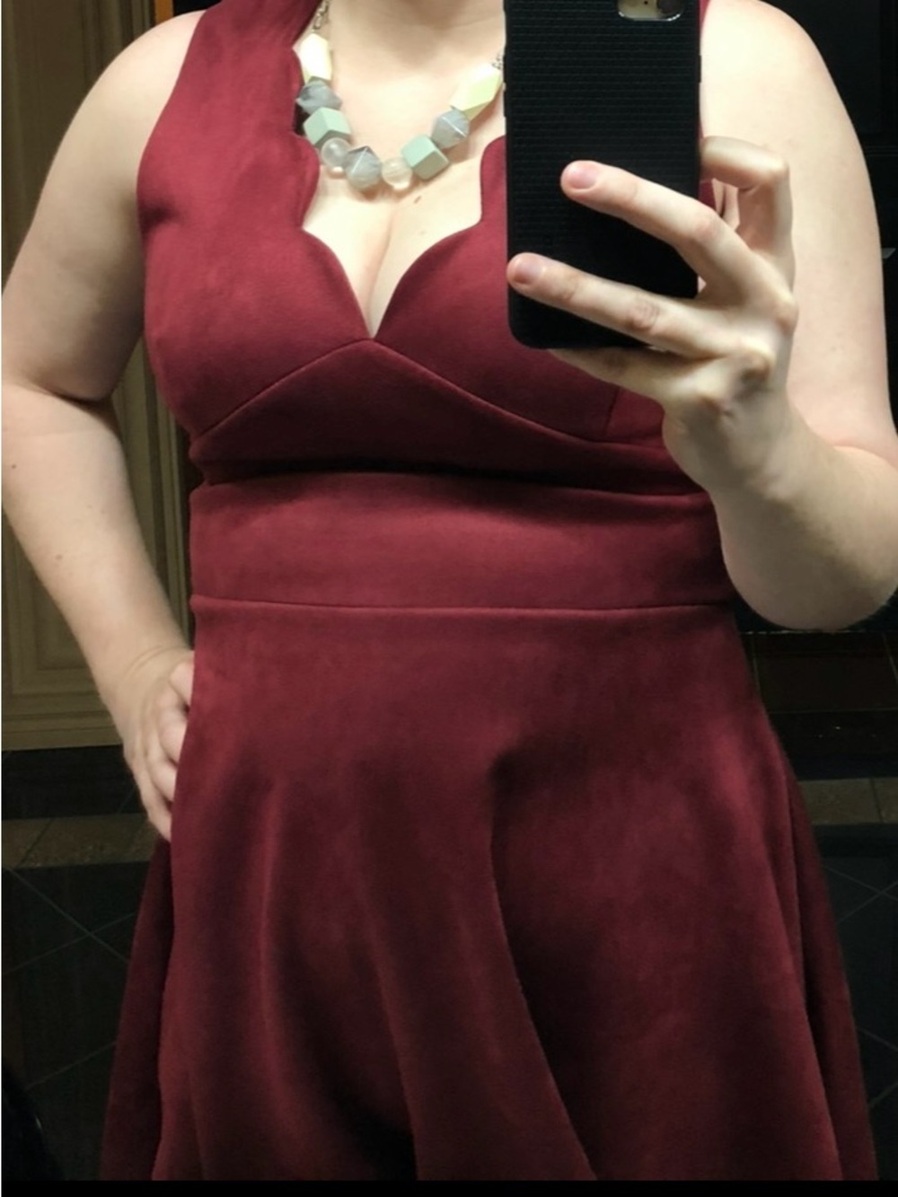 Sleeveless Burgundy Fit-and-Flare Dress